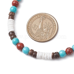 Sommerstrand Halsketten aus natürlichem rotem Jaspis und synthetischem Türkis und weißen Muscheln und Kokosnussperlen&nbsp;NJEW-JN05012
