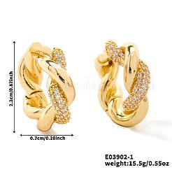 Eleganti orecchini a cerchio intrecciati in ottone con zirconi cubici trasparenti&nbsp;XZ3454-1