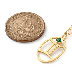 Collane a catena con ciondolo a dodici costellazioni in acciaio inossidabile 304 con zirconi cubici e rune per donna&nbsp;NJEW-B121-02G-03