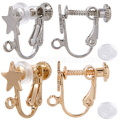 24 paio di orecchini pentagramma in ottone con clip a vite&nbsp;EJEW-SP0001-12