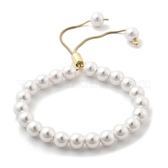 Bracelets coulissants en perles de laiton plaquées durables pour femmes&nbsp;BJEW-K268-04G