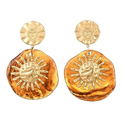 Boucles d'oreilles pendantes à clous en acier inoxydable 304 et résine pour femmes&nbsp;LS-SA-CBA717A-01G-01