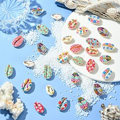 60 Stück 12 Stile bedruckte natürliche Muschelperlen&nbsp;BSHE-CJ0001-10