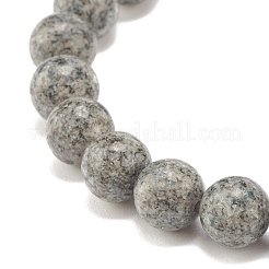 Bracelet extensible en perles rondes de jaspe de sésame naturel/jaspe de kiwi&nbsp;BJEW-JB07873-02