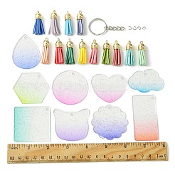Kits de fabricación de llaveros con borlas de disco acrílico diy&nbsp;DIY-FS0006-01C