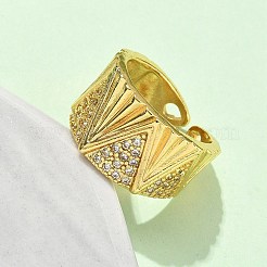 Bagues de manchette ouvertes réglables en laiton avec micro pavé de zircones cubiques&nbsp;RJEW-V009-02G