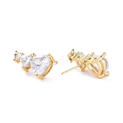 Orecchini a bottone in zirconia cubica a cuore per lei&nbsp;EJEW-C002-12G-RS