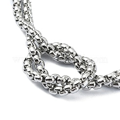 Bracciale con ciondolo a croce cava in acciaio inossidabile 304 anti-ossidazione con catene a scatola a doppio strato&nbsp;BJEW-A002-01P