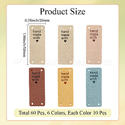 60 Stück 6 Farben Mikrofaser-Lederetiketten&nbsp;DIY-CL0002-10