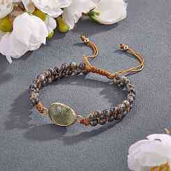 Braccialetto di perline intrecciate con maglia a goccia in labradorite naturale&nbsp;BJEW-SZ0002-54C