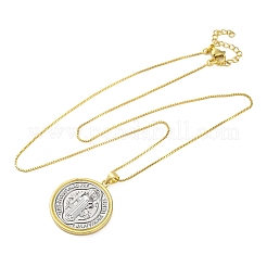 Colliers avec pendentif en forme de boîte en laiton avec médaille de Saint Benoît&nbsp;LS-NJEW-R100-05G