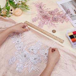 2 Stück 2 Farben Blumen-Chemiefaser mit Kristall-Strass-Stickerei zum Aufnähen auf Stoffflecken&nbsp;PATC-FG0003-60B