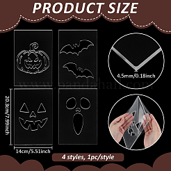 4 x Quilt-Vorlage aus Acryl mit Halloween-Motiv&nbsp;DIY-BC0015-86B