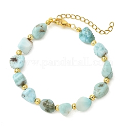 Braccialetti di perline di larimar naturale grezzo con perline rotonde in ottone&nbsp;BJEW-JB14415