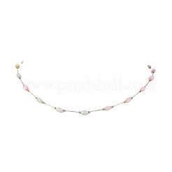 Collares de cadena de eslabones de acero inoxidable 304 y concha natural de arroz teñido&nbsp;NJEW-JN05450