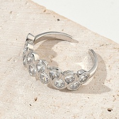 Anillos abiertos de latón con micro pavé de circonita cúbica&nbsp;RJEW-C163-14P
