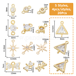 20 Stück 5 Stile Messing Pavé klare Zirkonia Verbinder Charms&nbsp;KK-HS0001-30
