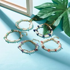 Ensemble de bracelets à double couche de perles de pierre et de perles naturelles mélangées&nbsp;X1-BJEW-TA00025