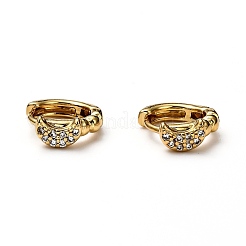 Boucles d'oreilles huggie huggie en laiton micro pave clair&nbsp;EJEW-H121-14G
