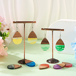 16 pièces 8 couleurs résine transparente et pendentifs en bois de noyer&nbsp;RESI-TA0002-66