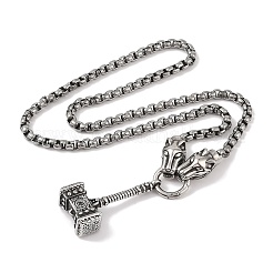 304 Edelstahl Tigerkopf Königskette Wikinger Mjölnir Thorshammer Anhänger Halsketten für Männer&nbsp;NJEW-K378-04AS