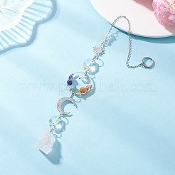 Natürliche Quarzkristallnuggets und hängende Sonnenfänger aus Glas&nbsp;HJEW-JM04489-01