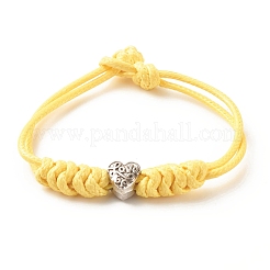 Cuore in lega con braccialetto di cordino con perline parola amore&nbsp;BJEW-JB07856