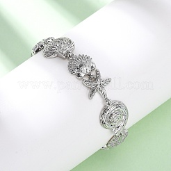 Bracciali in ottone micro pavé con zirconi cubici trasparenti per donna&nbsp;BJEW-H209-09B-P