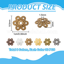 Gemischte Farbe tibetischen Stil Legierung Blume Perlenkappen für Schmuck machen&nbsp;TIBEB-PH0001-03-RS-B