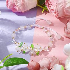 Braccialetti regolabili da donna con perline intrecciate in vetro e acrilico&nbsp;BJEW-JB10445