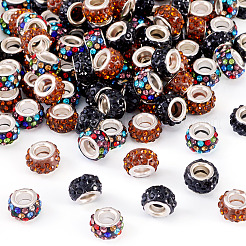 105 Stück 3 Farben Polymer Clay Strass europäischen Perlen&nbsp;CPDL-TA0001-02