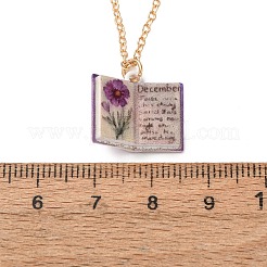 Colliers pendentifs en laiton émaillé en forme de livre pour femmes&nbsp;KK-CBAF5B9-01G-12