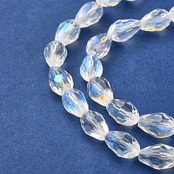 Chapelets de perles en verre électroplaqué&nbsp;EGLA-E010-8x12mm-AB01