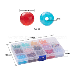 450 pièces 15 couleurs perles acryliques imitation pierres précieuses rondes&nbsp;OACR-YW0001-19