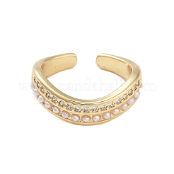 Anneaux de manchette ouverts en laiton plaqué micro pavé de zircone cubique pour femmes&nbsp;RJEW-B064-11G