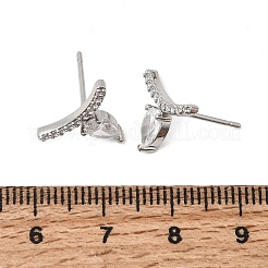 Boucles d'oreilles en laiton avec zircone cubique de micro pave&nbsp;EJEW-G471-14P-01