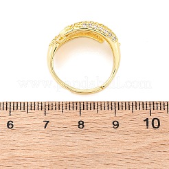 Anelli da dito in ottone micro pavé di zirconi cubici trasparenti per donna&nbsp;RJEW-U047-12G