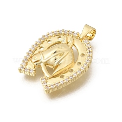 Pendenti in zirconi cubici trasparenti in micro pavè di ottone&nbsp;KK-Z155-06G-02