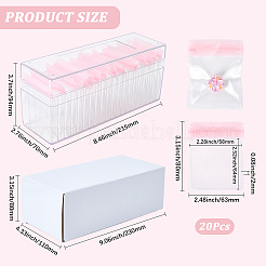 Rechteckige transparente Aufbewahrungsboxen für Schmuck aus ABS-Kunststoff mit Deckel und PVC-Beuteln&nbsp;CON-WH20001-17B