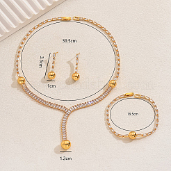 Orecchini a bottone rotondi in ottone con zirconi cubici e collane e braccialetti per banchetti e matrimoni femminili&nbsp;TZ4206
