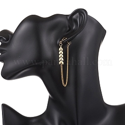 Boucles d'oreilles à tige en laiton avec feuille et pompon triangulaire&nbsp;EJEW-JE06782