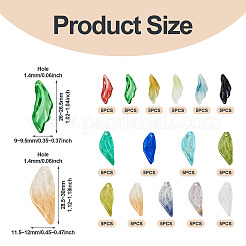 75 Stück 15 Farben transparente Glasblattanhänger&nbsp;GLAA-TA0003-30