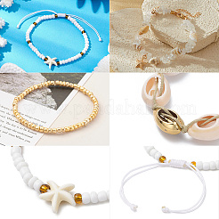 6 verstellbares Set aus geflochtenen Perlenarmbändern aus gewachster Baumwollkordel und Perlenarmbändern aus natürlichem Quarzkristall&nbsp;BJEW-SC0001-53