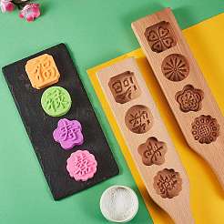 Stern & & Blume & flache runde & eckige Mondkuchenformen aus Holz&nbsp;BAKE-SZ0001-06