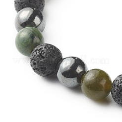 Rundes Stretch-Armband aus natürlicher Jade & Lavagestein & synthetischem Hämatit&nbsp;BJEW-JB06657-02