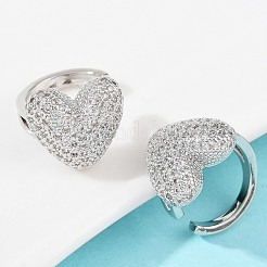 Boucles d'oreilles manchette en laiton zircon cubique transparent&nbsp;EJEW-Z111-03P-02