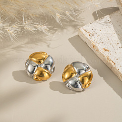 Boucles d'oreilles rondes plates bicolores en acier inoxydable&nbsp;NF5313