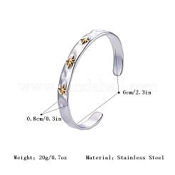 Eleganti bracciali aperti a forma di C in acciaio inossidabile 304 martellato con stella a una punta per donna&nbsp;KC7049
