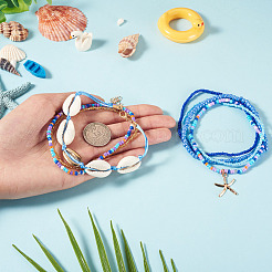2 Beutel Sommer Strand Glasperlen & Muscheln & Seestern-Anhänger-Fußkettchen-Sets&nbsp;AJEW-TA0003-69D
