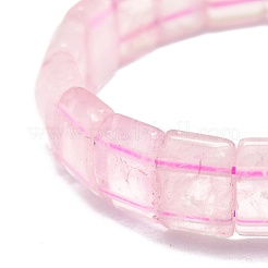Pulsera elástica con cuentas rectangulares de cuarzo rosa natural&nbsp;BJEW-E379-01E